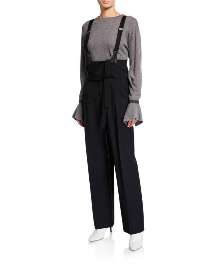 Wool Canvas Corset Wide Pants