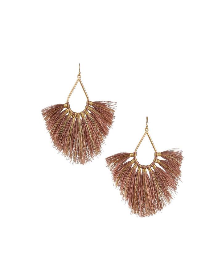 Dusty Rose Silk Teardrop Fan Earrings