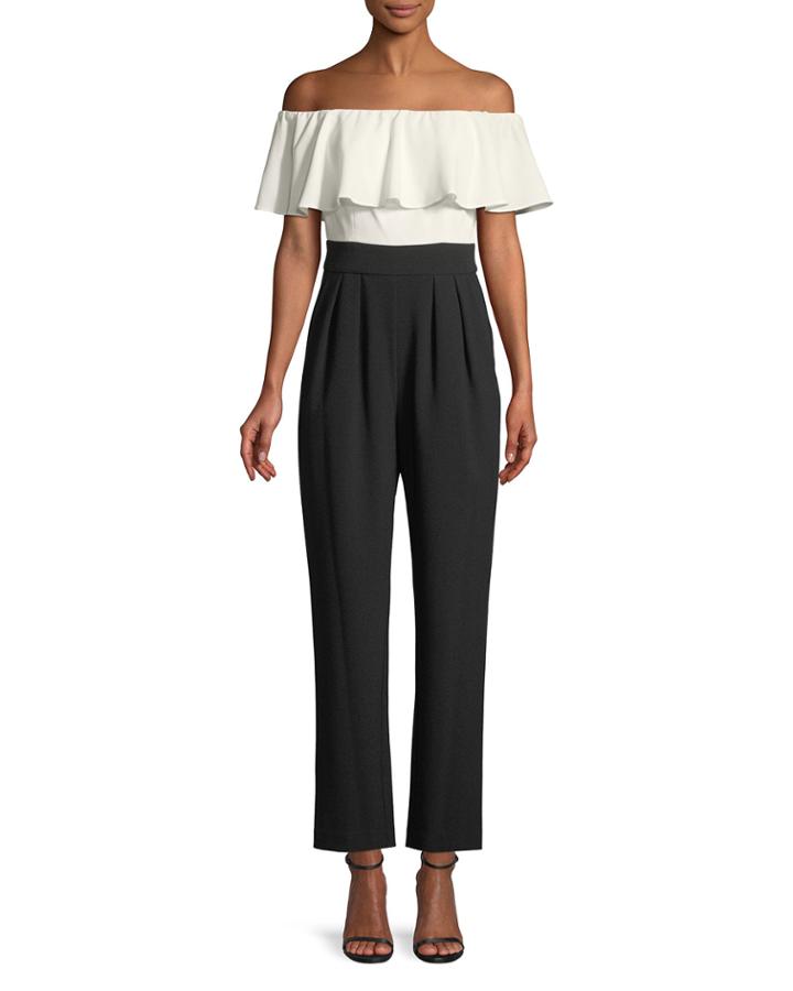 Off-the-shoulder Crepe Jumpsuit