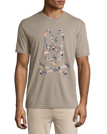Psycho Bunny Short-sleeve Graphic Bunny Tee, Stone/camo (grey/green), Men's,