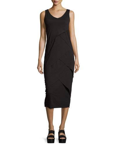 Eventide Sleeveless Tiered Dress, Black