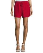 Relaxed Low-rise Drawstring Silk Shorts, Crimson