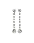 14k White Gold Flower Diamond Dangle Earrings
