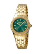 Women's 30mm Stainless Steel 3-hand Glitz Watch With Bracelet, Golden/green