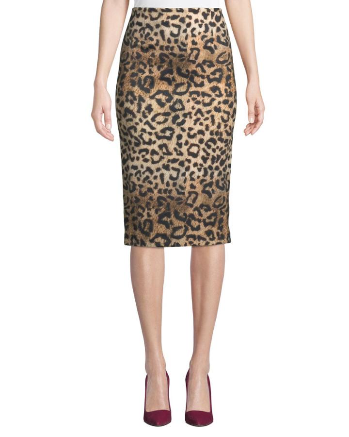Leopard-print Ponte Pencil