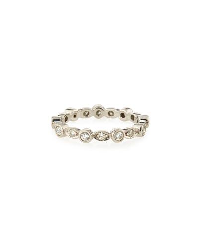 Small Leaf 18k Bezel Diamond Eternity Band Ring