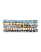 Mixed Crystal Bead Stretch Bracelets, Blue,