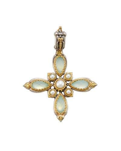 Amphitrite Agate & Pearl Cross Pendant Enhancer