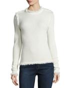 Fringe-trim Waffle-knit
