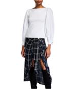 Winifred Contrast-sleeve Jersey Top