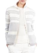 Mock-neck Zip-front Reversible Cashmere Knit Jacket