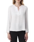 Gold Bar Keyhole Long-sleeve Blouse