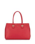 Amelia Large Leather Tote Bag, Ruby