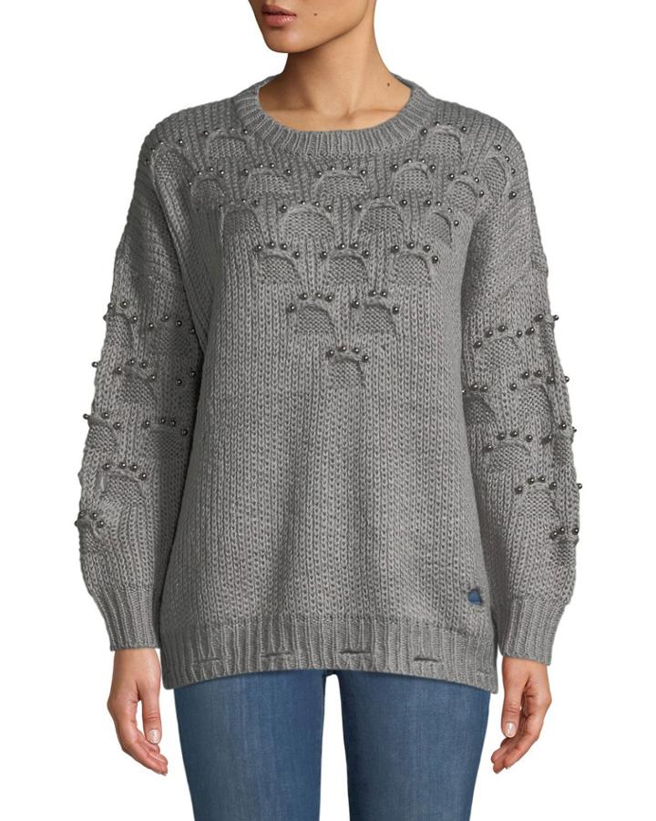 Beaded Distressed Knit