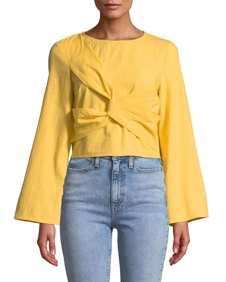 Cropped Faux-wrap Blouse