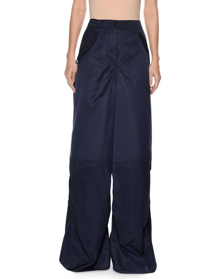 High-waist Wide-leg Woven Pants