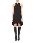 Crystal Strass Satin Crepe Tent Dress, Black