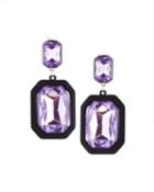 Rectangular Crystal Drop Earrings, Purple