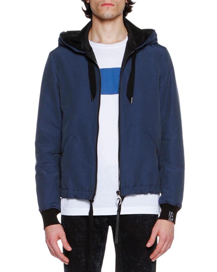 Hooded Zip-front Jacket, French Blue