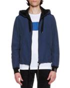 Hooded Zip-front Jacket, French Blue