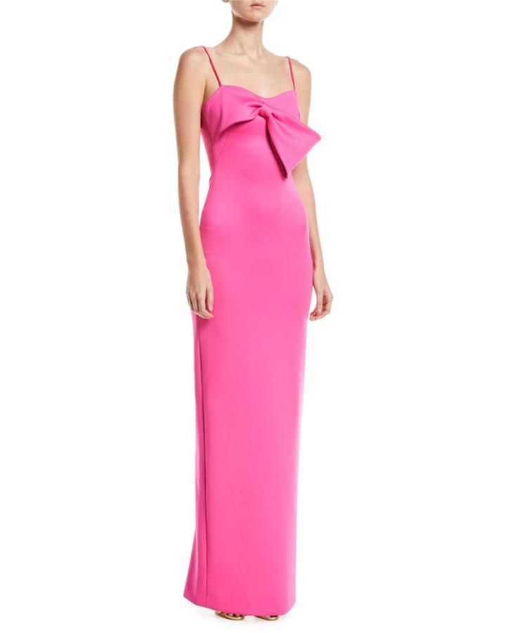 Monroe Sleeveless Column Gown W/ Bow Detail