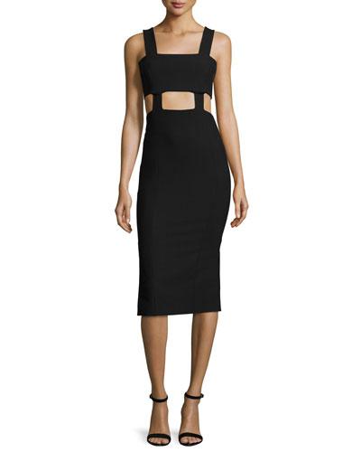 Celeste Cutout Midi Dress, Black