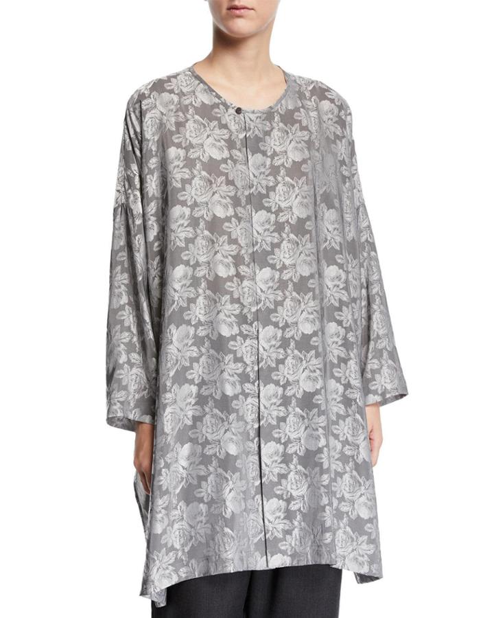 Lightweight Rose-jacquard Bound-neck