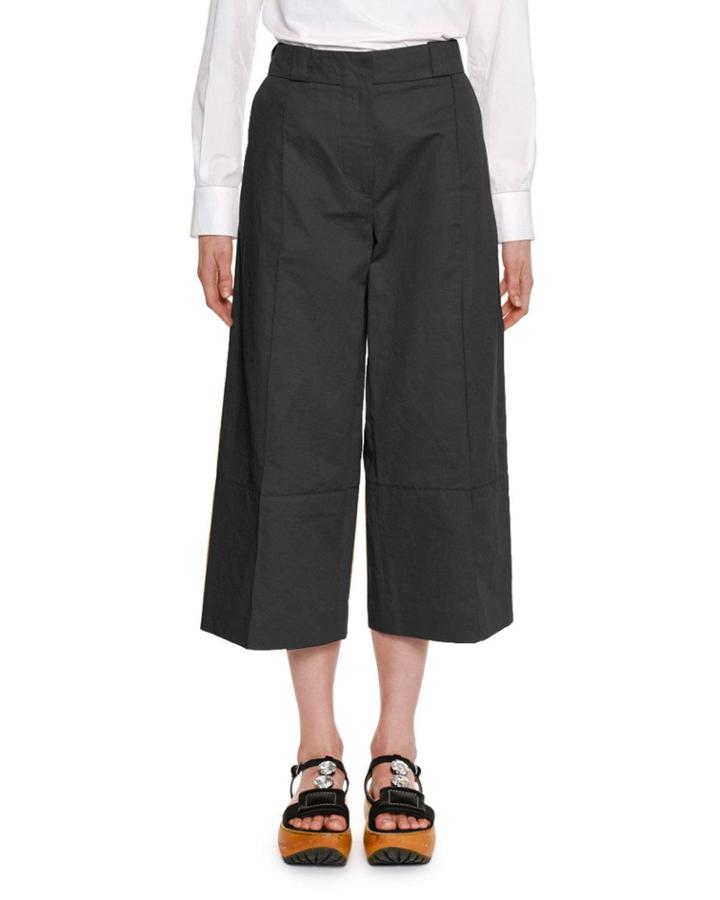 Wide-leg Cropped Cotton-linen Pant