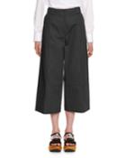 Wide-leg Cropped Cotton-linen Pant