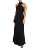 Crepe Mock-neck Trumpet Gown