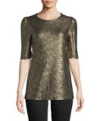 Short-sleeve Foil Knit Top