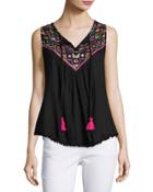 Temecula Embroidered Top, Black