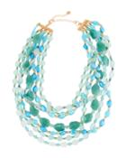 Multi-row Beaded Necklace, Teal
