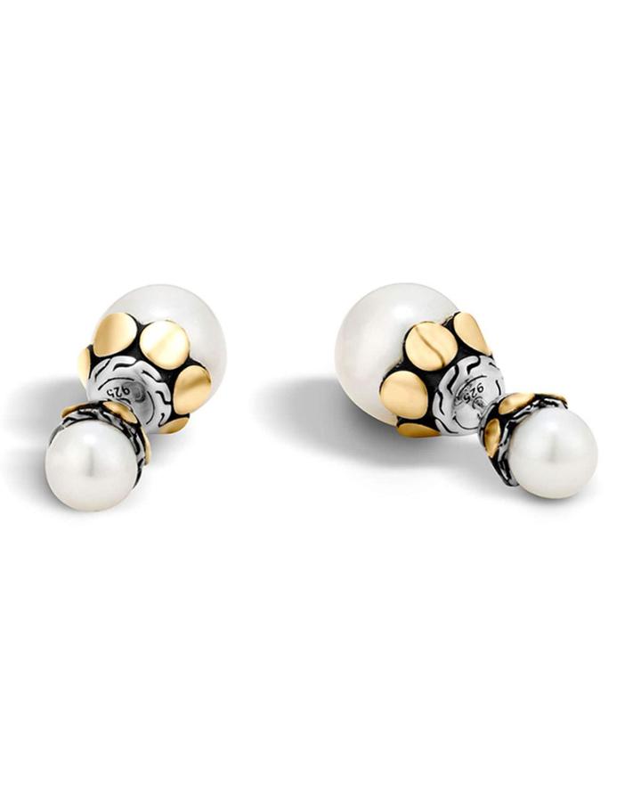 Dot Double-pearl Stud Earrings W/