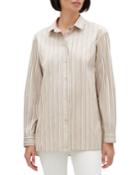 Everson Sierra Stripe Button-down Long-sleeve Blouse