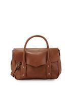 Cargo Pebbled Faux-leather Satchel Bag, Earth/gold