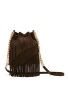 Suede Fringe Pouch Crossbody Bag