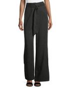 High-waist Belted Flare-leg Pants