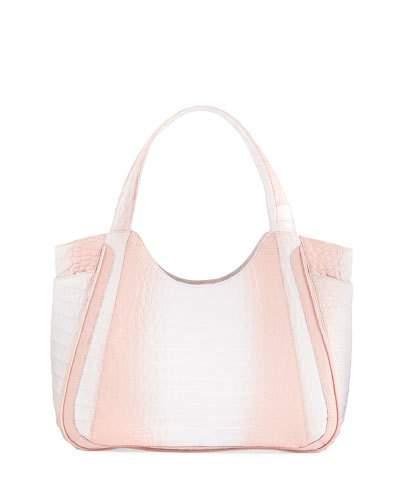Medium Dipped Crocodile Shoulder Tote Bag, White F8