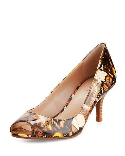 Janna Printed Peep-toe Pump, Butterfly