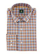 Mini-plaid Woven Dress Shirt, Blue/orange