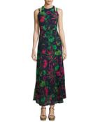 Halter-neck Floral-print Maxi Dress,