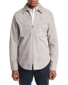 Neo Suede Zip-front Shirt Jacket, Gray