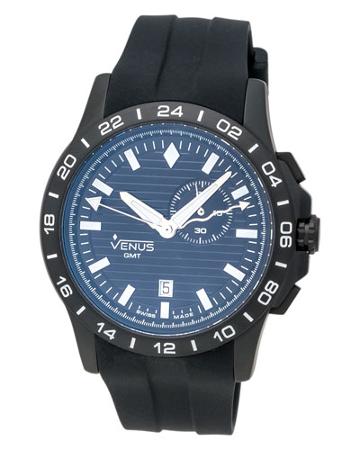 Gmt-alarm Gent Chronograph Watch, Black/white
