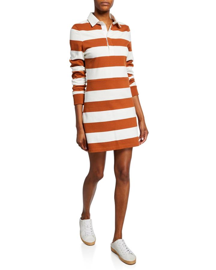 Dusty Striped Long-sleeve Rugby Dress