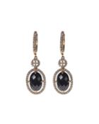 18k Rose Gold Diamond Black Onyx Oval-drop Earrings