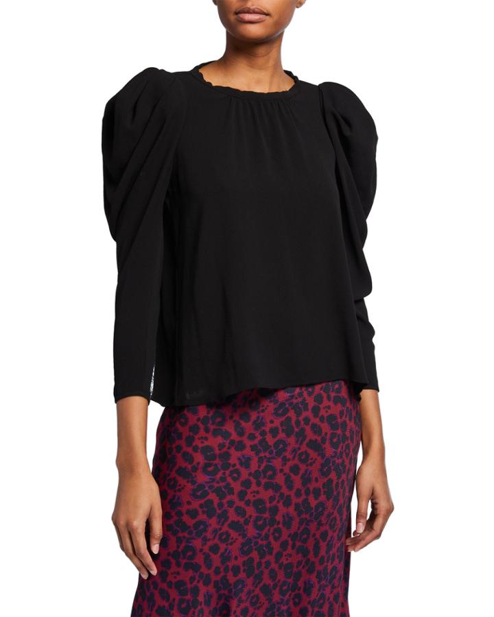 Manon Puff-sleeve V-back Top