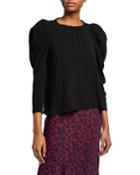 Manon Puff-sleeve V-back Top