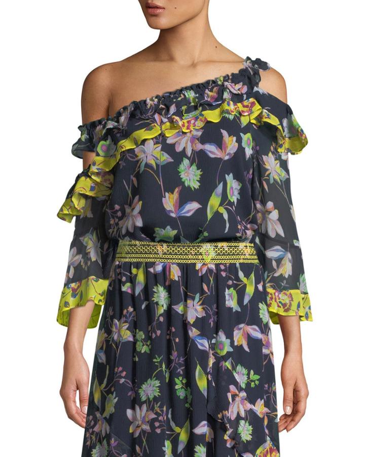 Violet Garden-print Off-the-shoulder