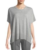 Crewneck Short-sleeve Melange Draped Cashmere Pullover